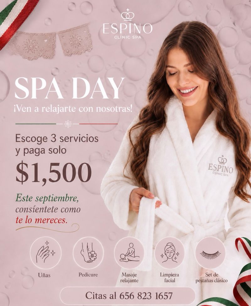 Póster Spa Day: 3 servicios por 1,500 pesos